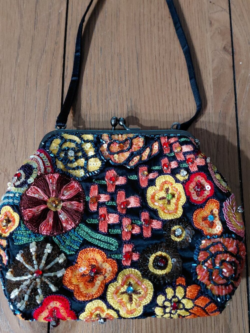 SANTI Embroidered Beaded Sequin Small Bag Purse Y2K Boho